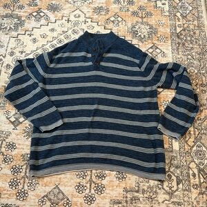 ECOTHS XXL 💯 cotton  stripe sweater with button collar—fair trade!